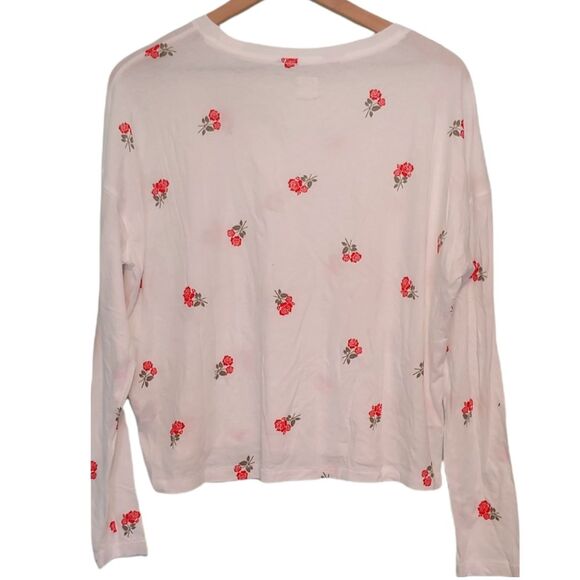 Victoria's Secret PINK Girlfriend Crop White Rose Print Long Sleeve Top Size M - Picture 4 of 8